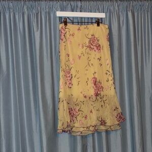 Heart Soul Yellow Floral High Low Skirt